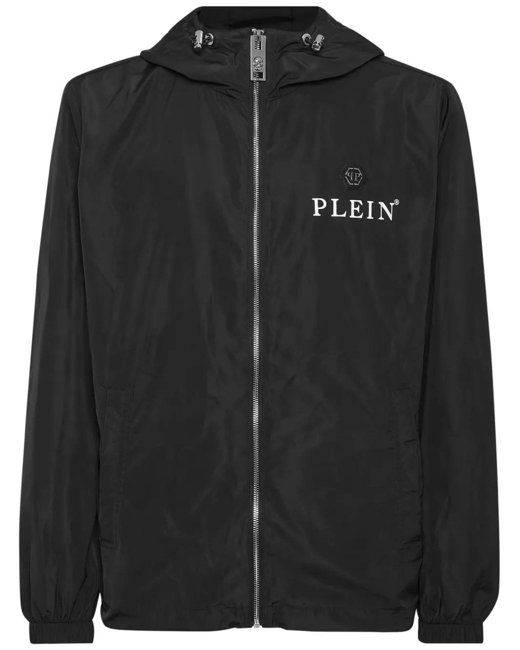 Philipp Plein Black Hexagon Windbreaker Jacket for men
