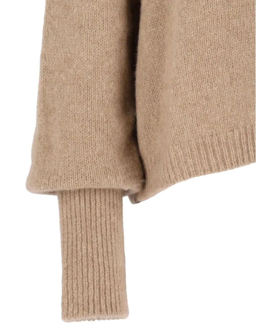 Dusan Natural Mock-Neck Kimono-Sleeve Sweater