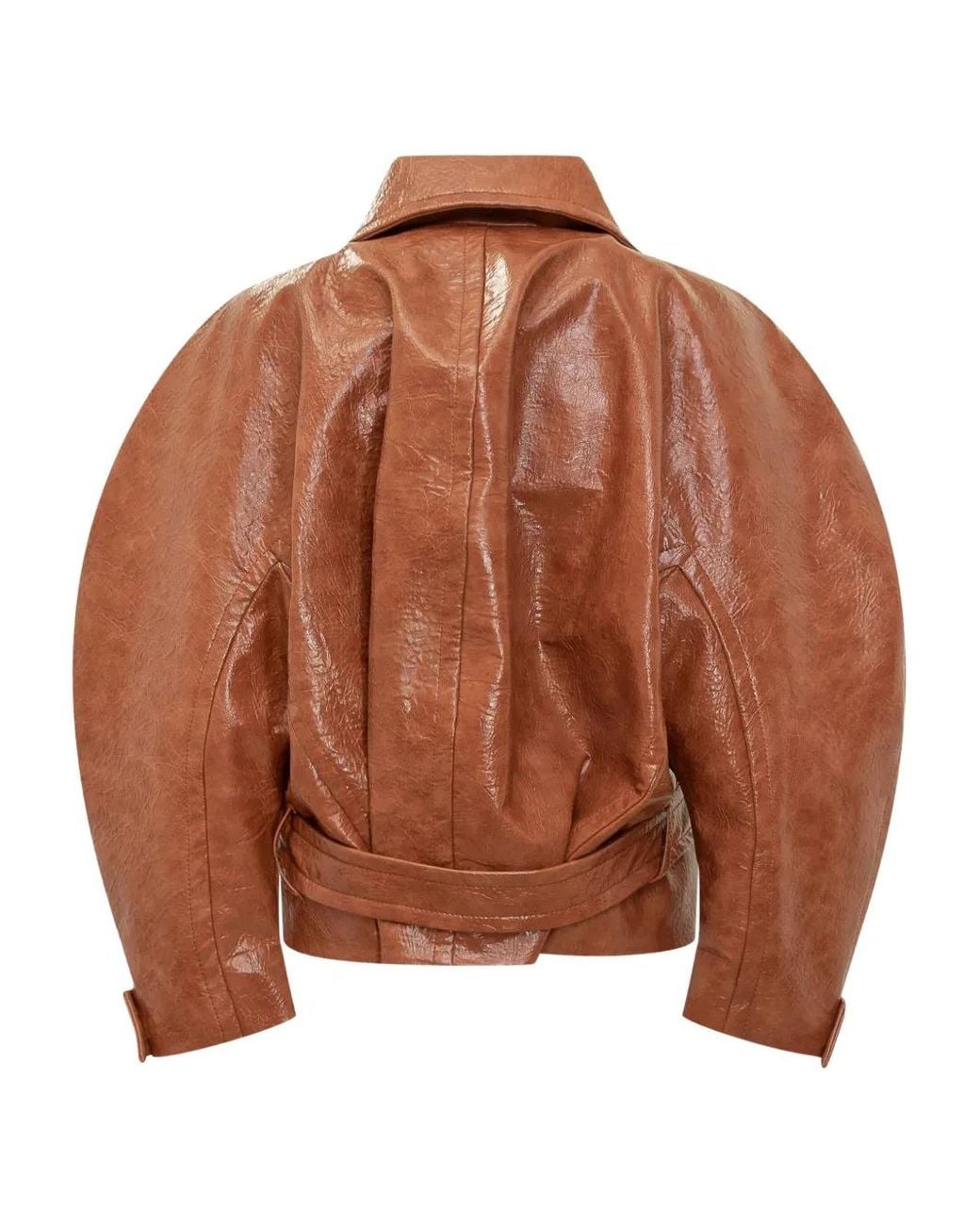 ANDAMANE Brown Balloon-Sleeve Double-Breasted Jacket