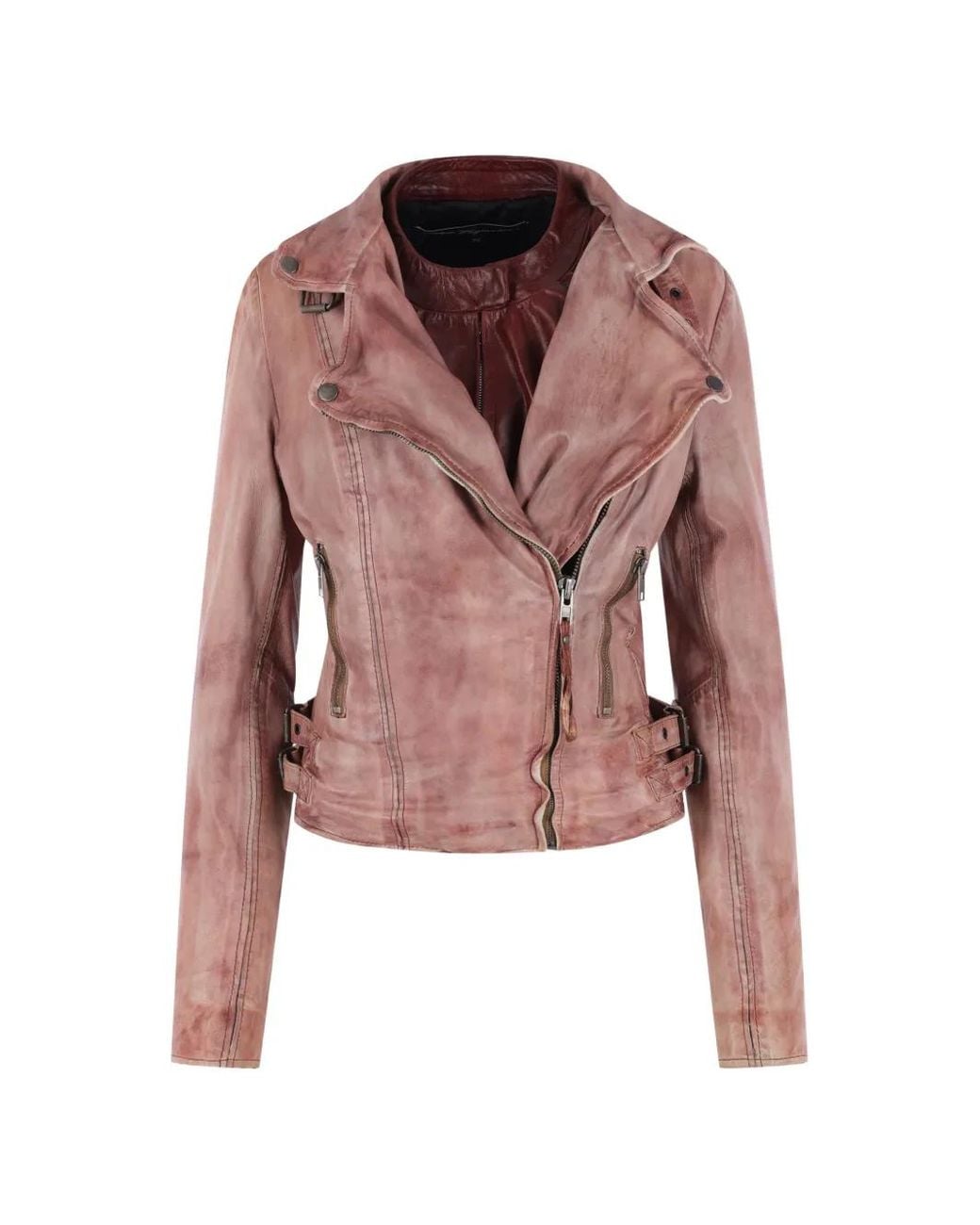 Petra Fargerstrom Red Front-Zip Leather Jacket