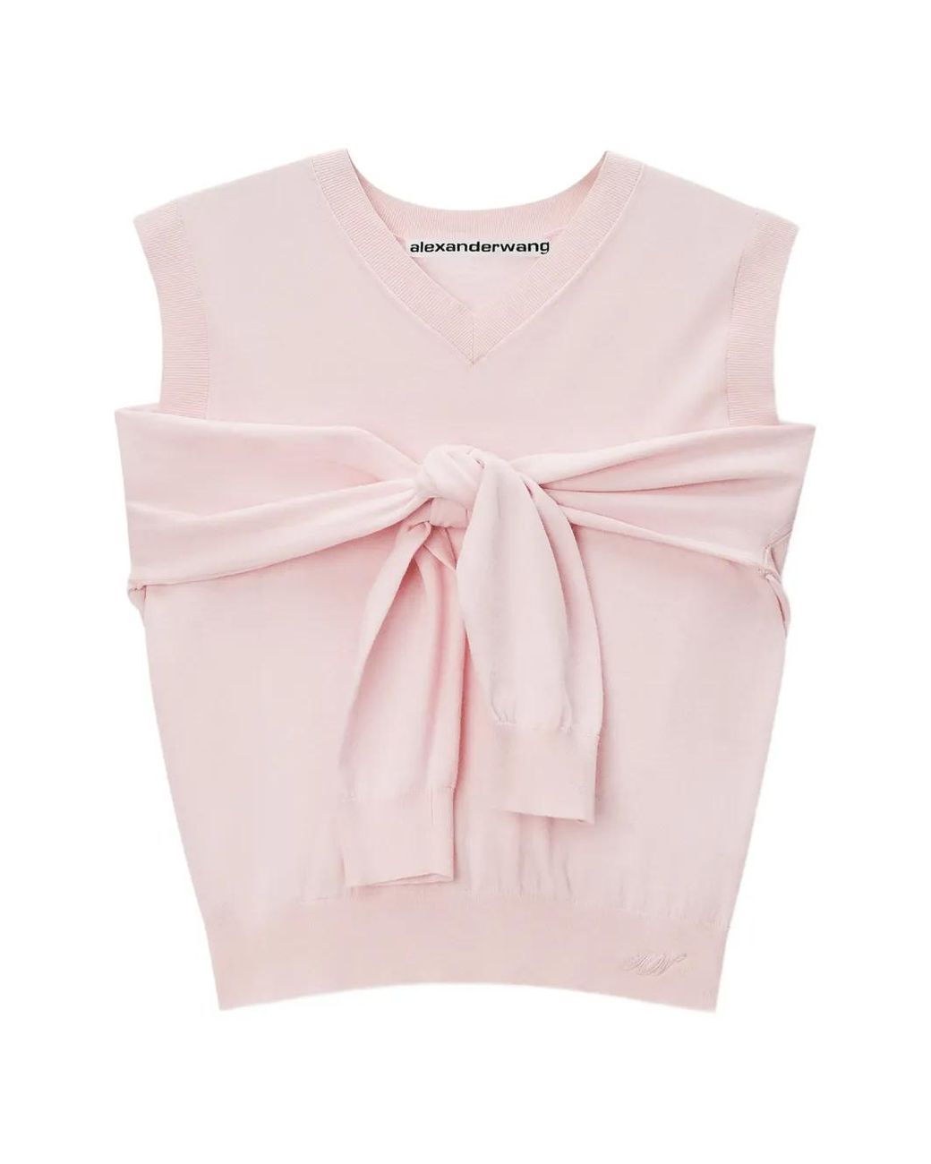 Alexander Wang Pink Wrapped-Detail V-Neck Sweater Vest