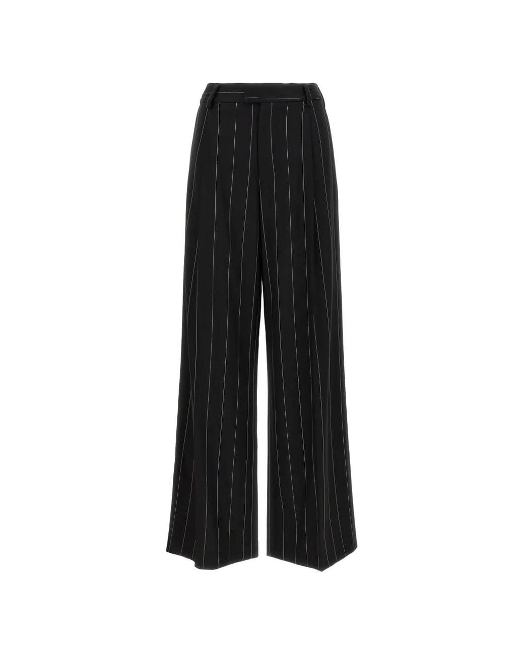 Federica Bonifaci Black Gessato Pinstripe Wide-Leg Trousers