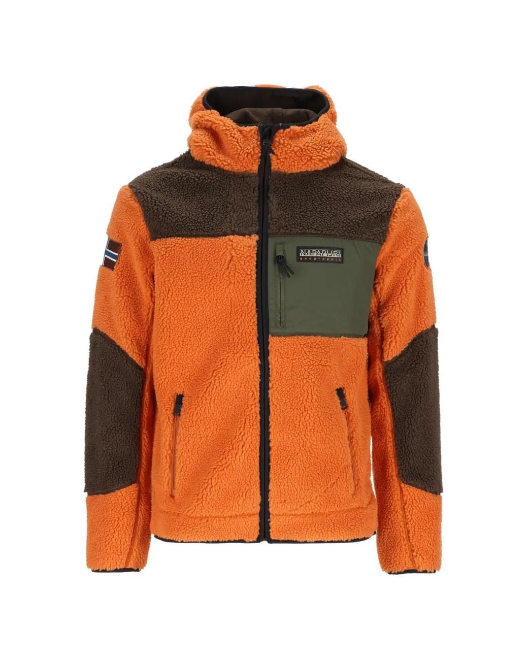 Napapijri Orange Yupik Fleece-Texture Sweater for men