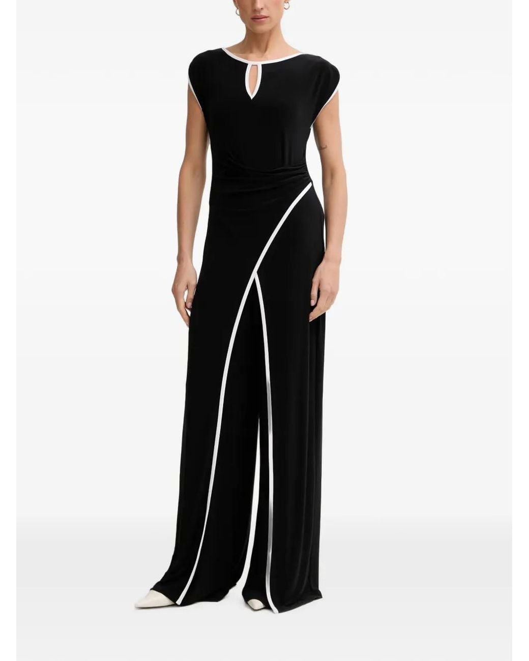 Joseph Ribkoff Black Contrast-Trim Jumpsuit