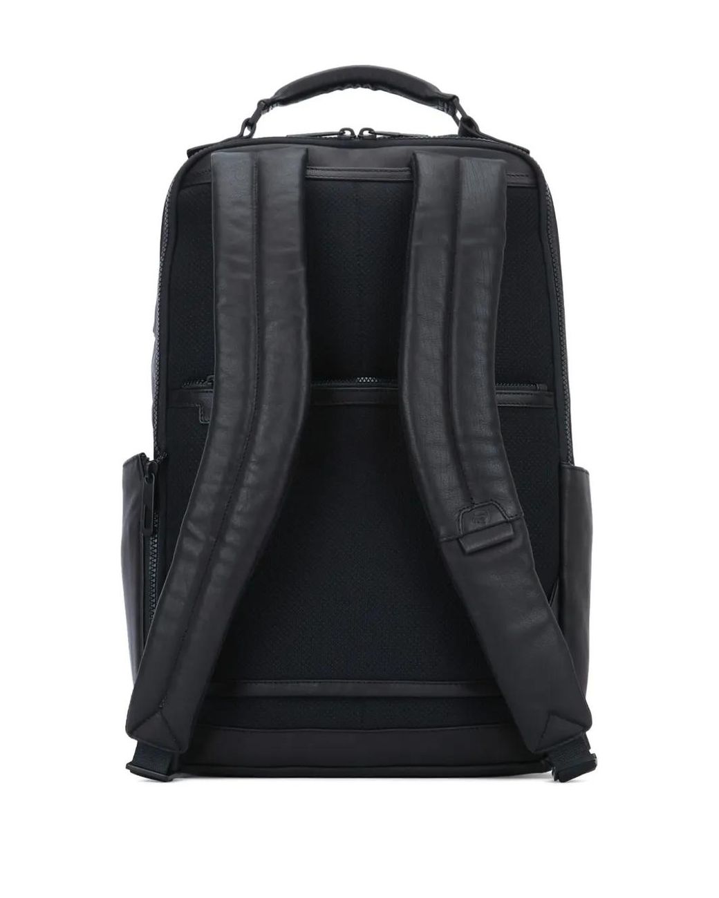 Piquadro Black Logo-Embossed Leather Backpack
