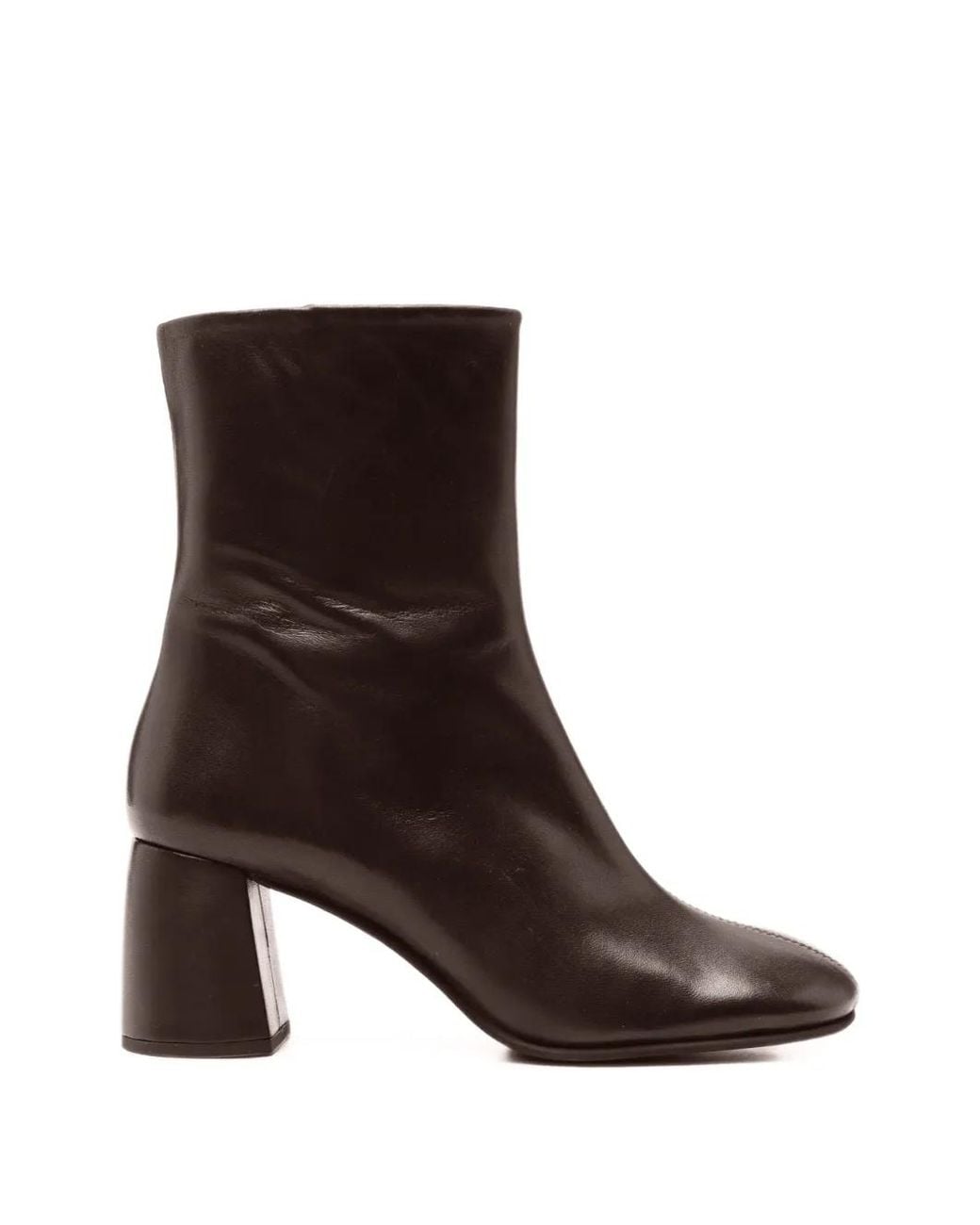Poeve Brown Thea Side-Zip Block-Heel Boots