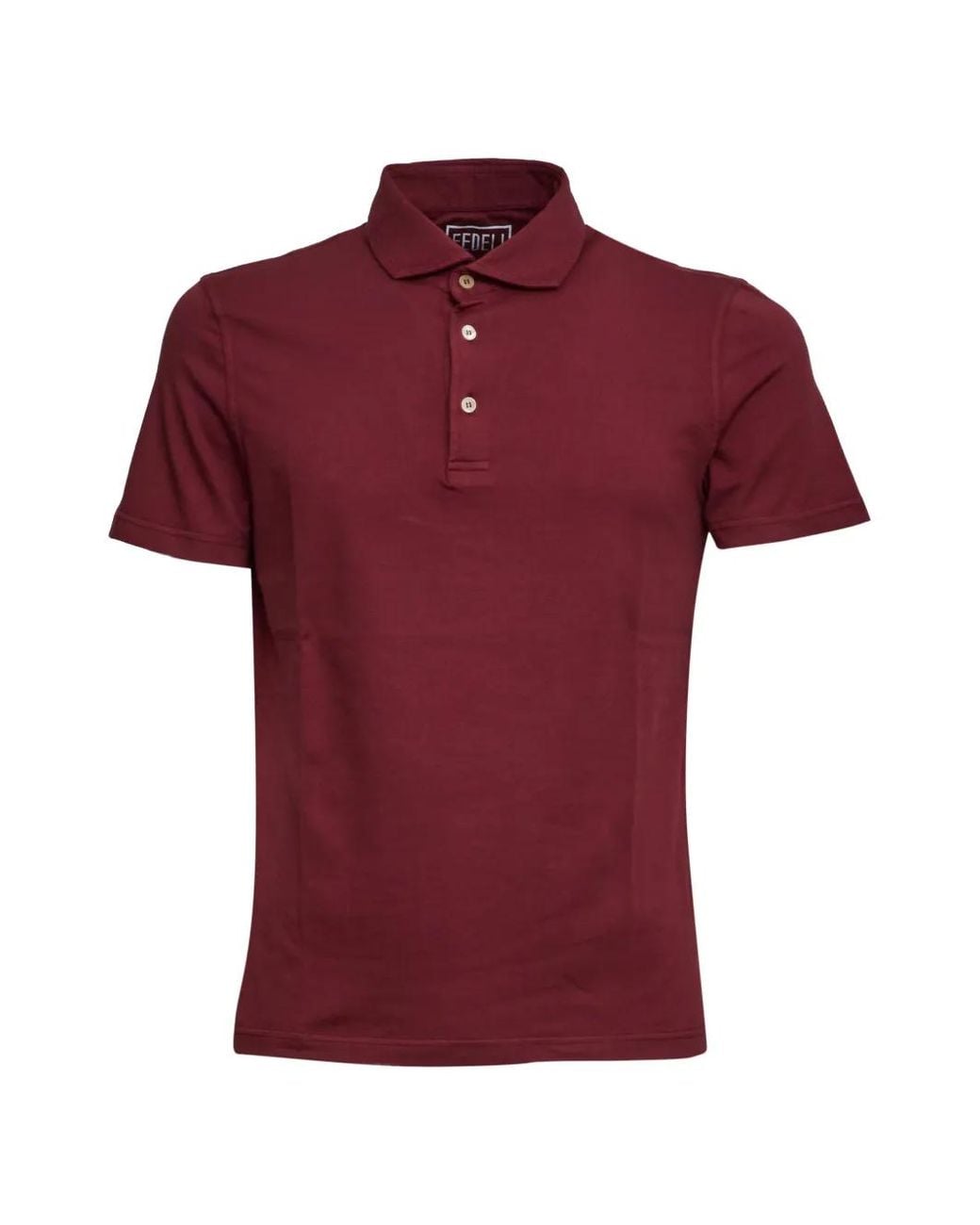 Fedeli Red Mother-Of-Pearl Button Polo Shirt for men