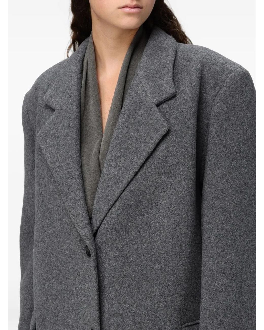 ELEH Gray Single-Breasted Notched-Lapels Oversized Coat