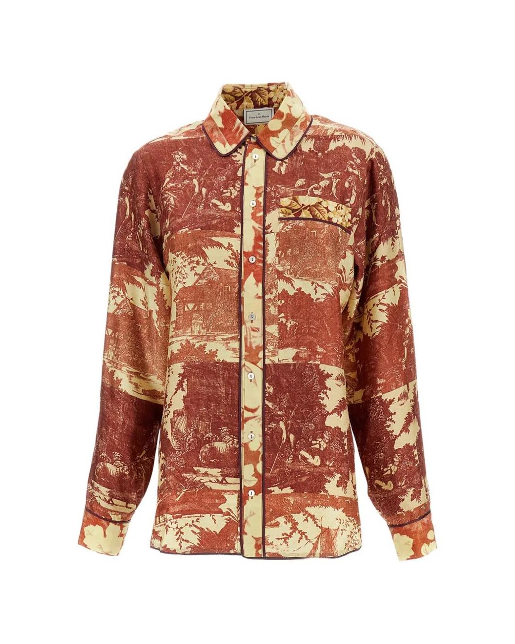 Pierre Louis Mascia Orange Abstract-Print Shirt