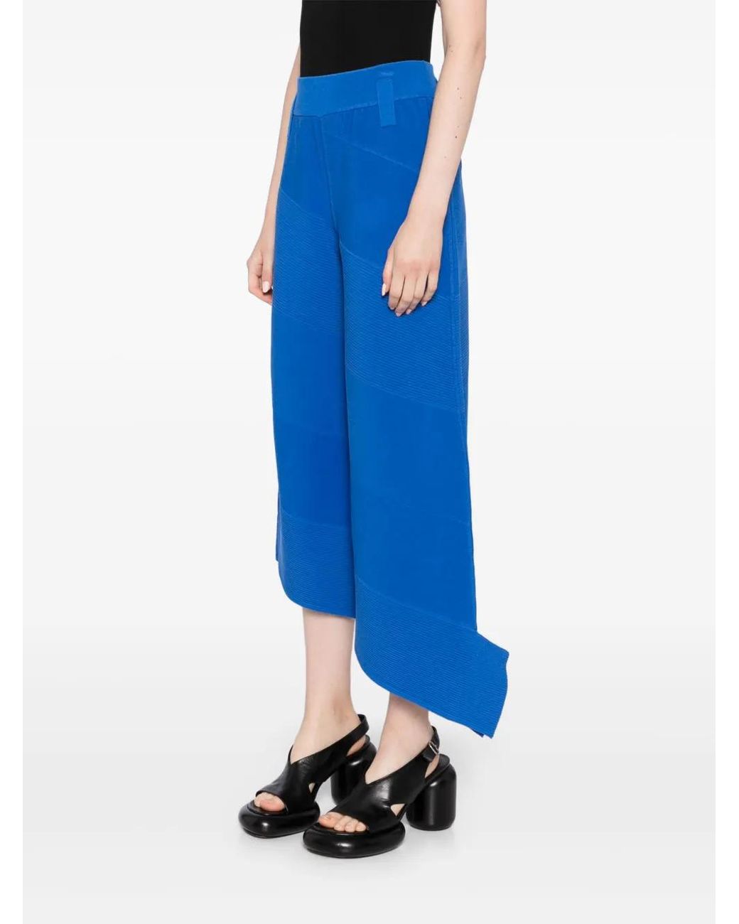 Ph5 Blue Diagonal-Ribbed Cropped Pants