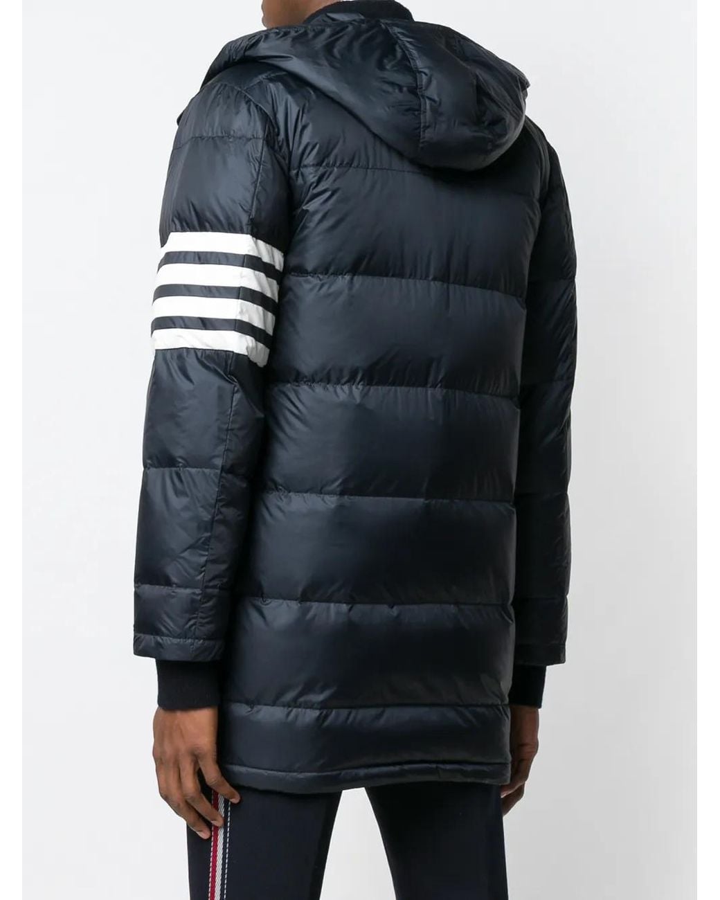 Thom Browne Blue Matte Nylon 4-Bar Down Filled Coat for men