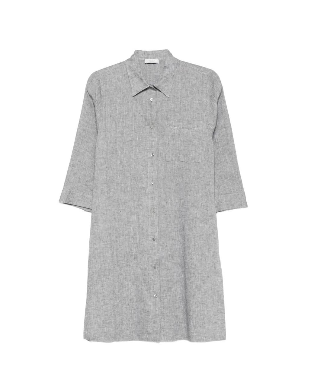 Peserico Gray Chemise À Boutonnière Sur Le Devant
