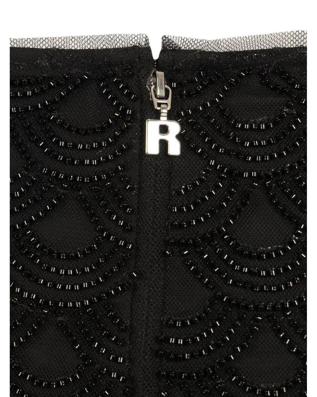 ROTATE BIRGER CHRISTENSEN Black Sequin-Embellished Scalloped-Hem Skirt