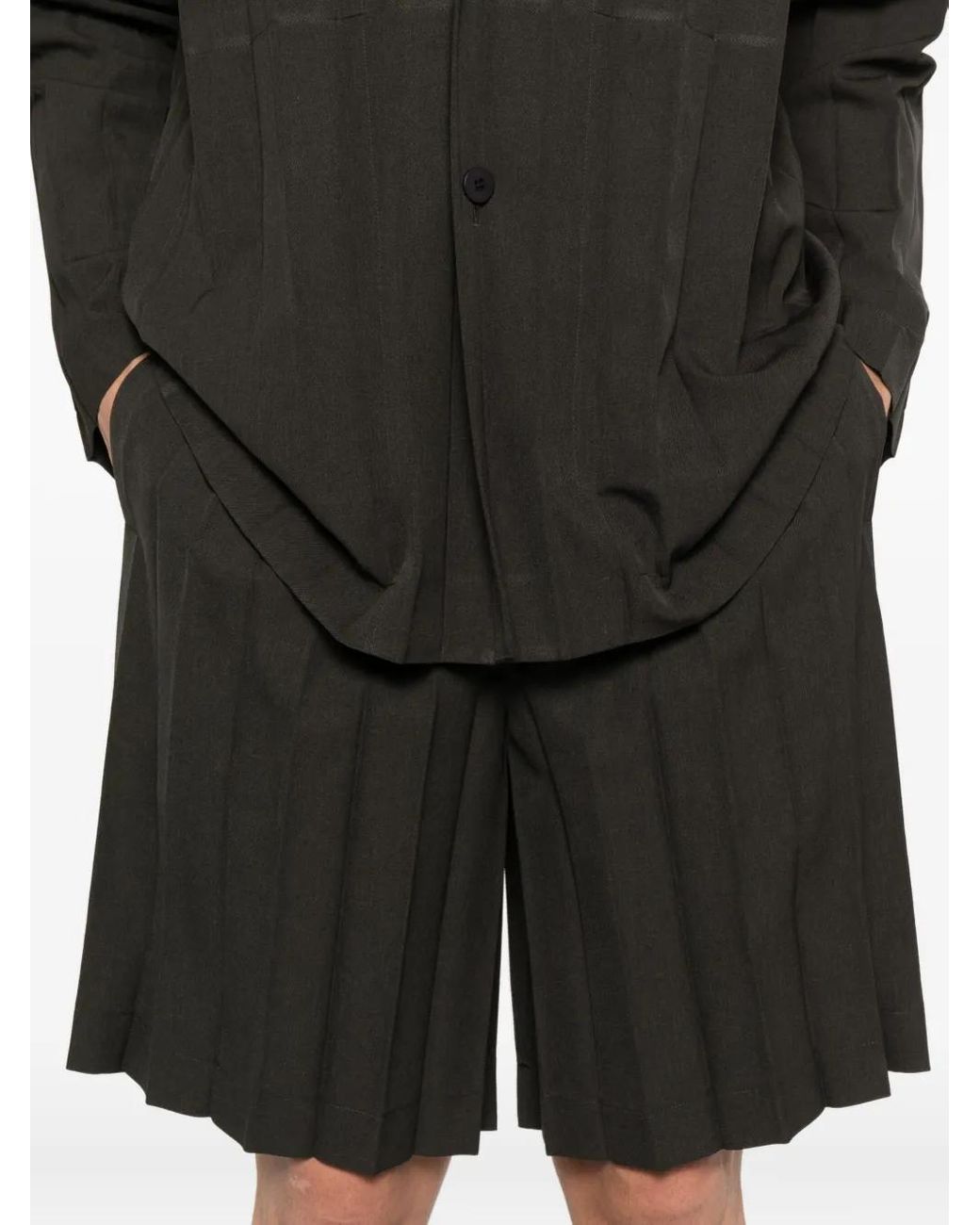Homme Plissé Issey Miyake Black Pleated Shorts for men