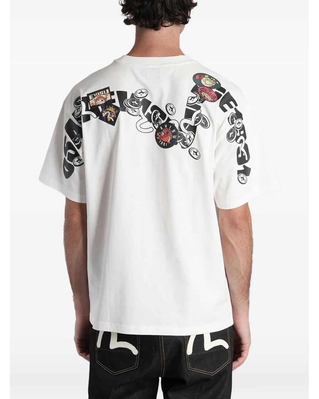 Evisu White Logo-Print Seagull T-Shirt for men