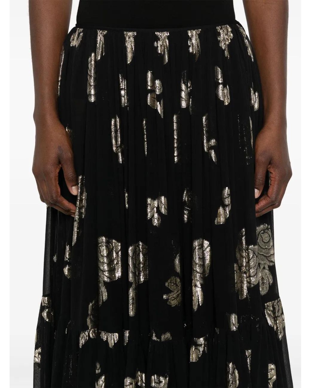 Chloé Black Floral-Jacquard Maxi Skirt