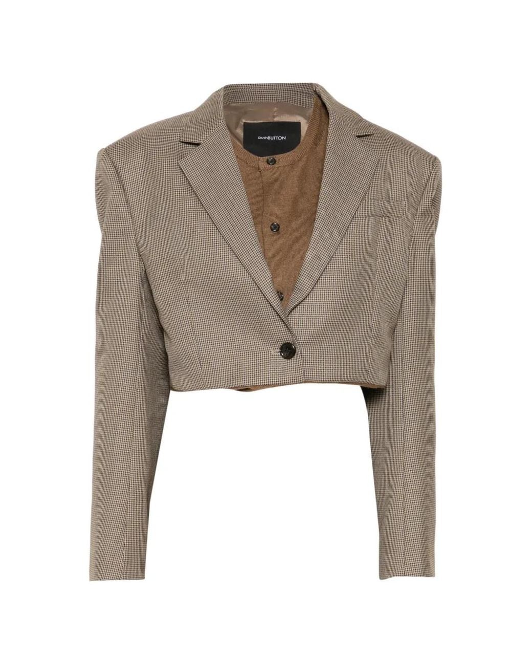 Pushbutton Natural Checked Hybrid Blazer