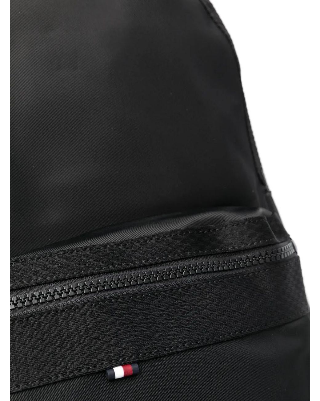 Tommy Hilfiger Black Logo-Print Zipped Backpack for men