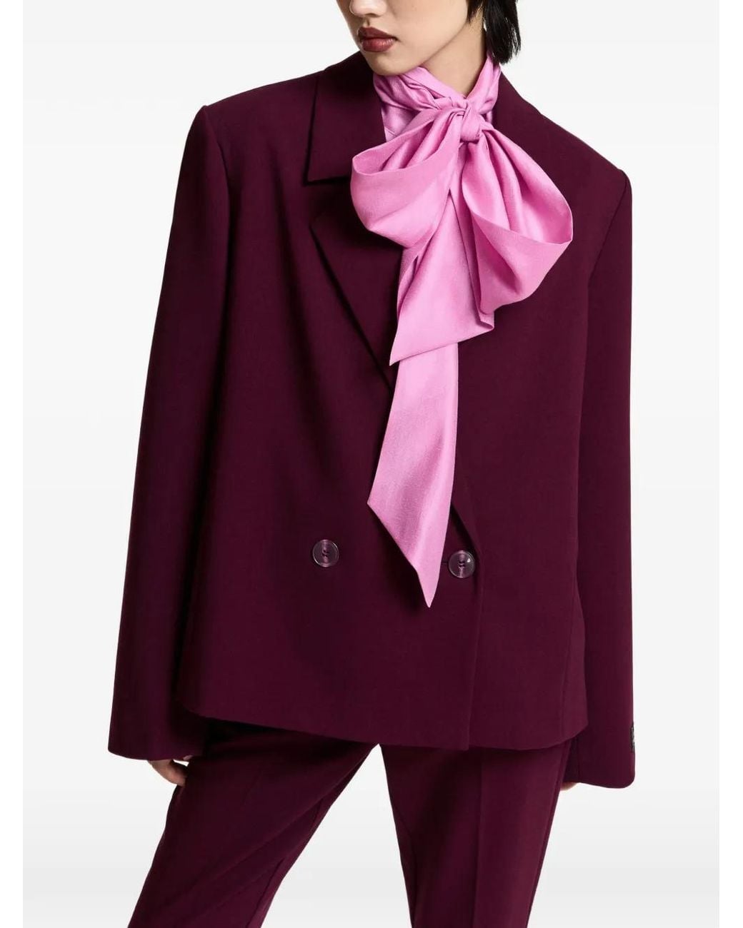 Essentiel Antwerp Purple Kosy Double-Breasted Oversized Blazer