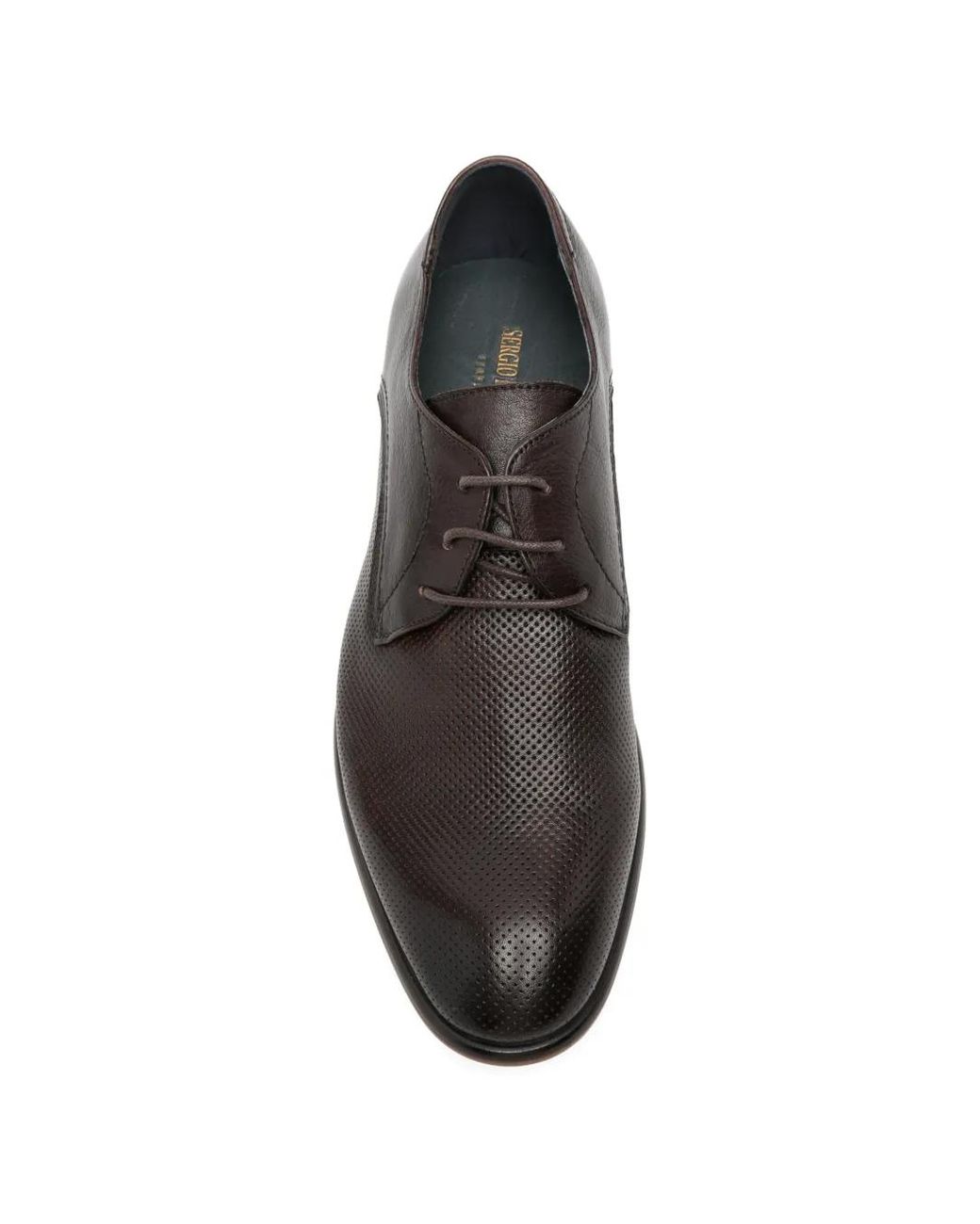 SERGIO MORETTI FIRENZE Brown Perforated-Detail Leather Derby Shoes for men