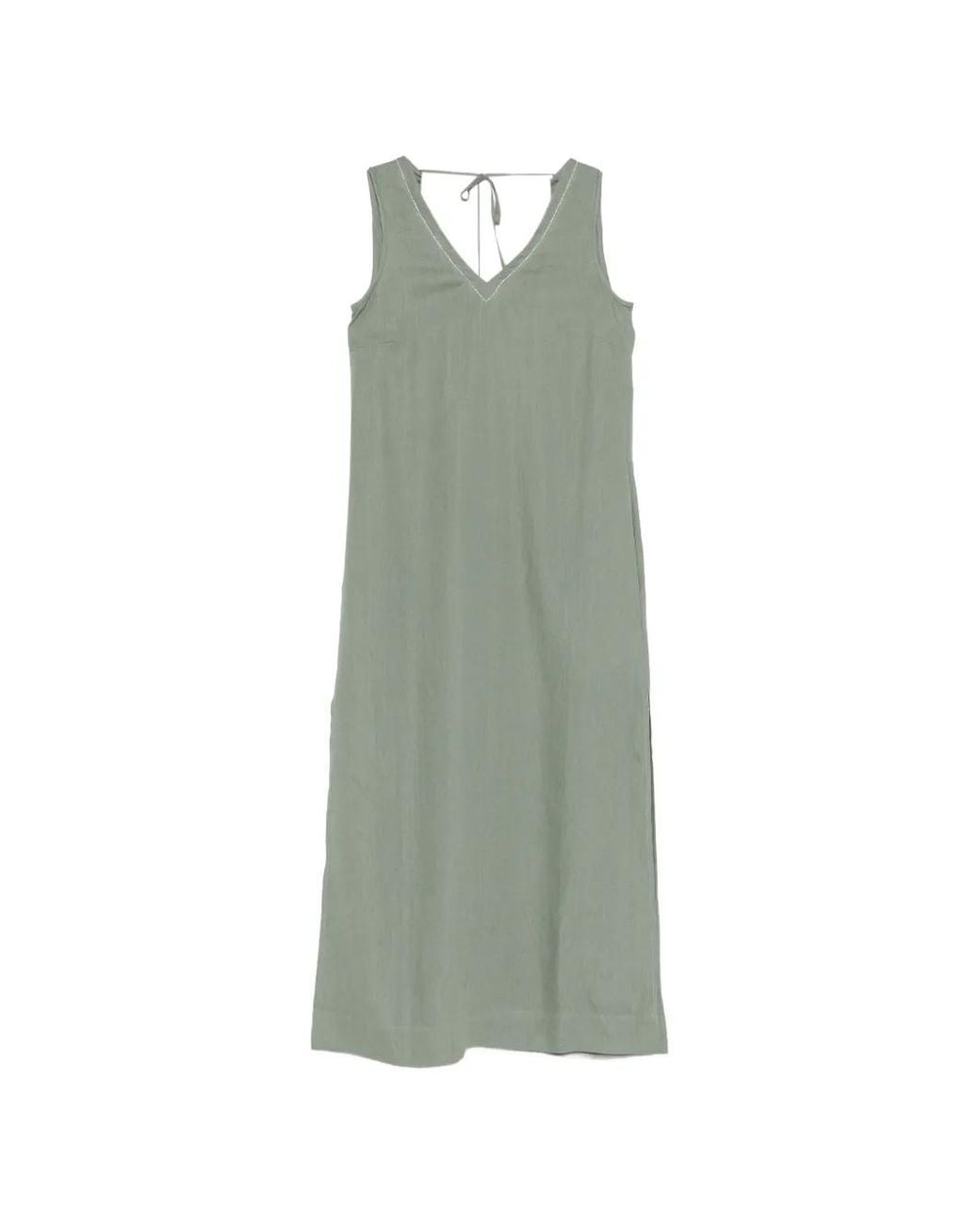 Peserico Green V-Neck Sleeveless Midi Dress