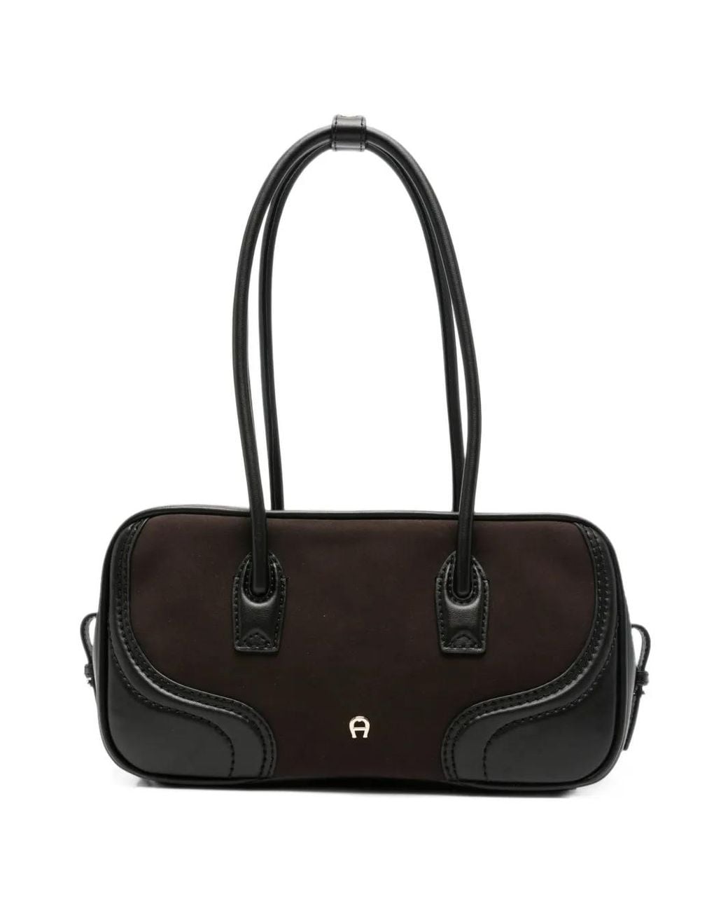 Aigner Black Whip Leather Shoulder Bag