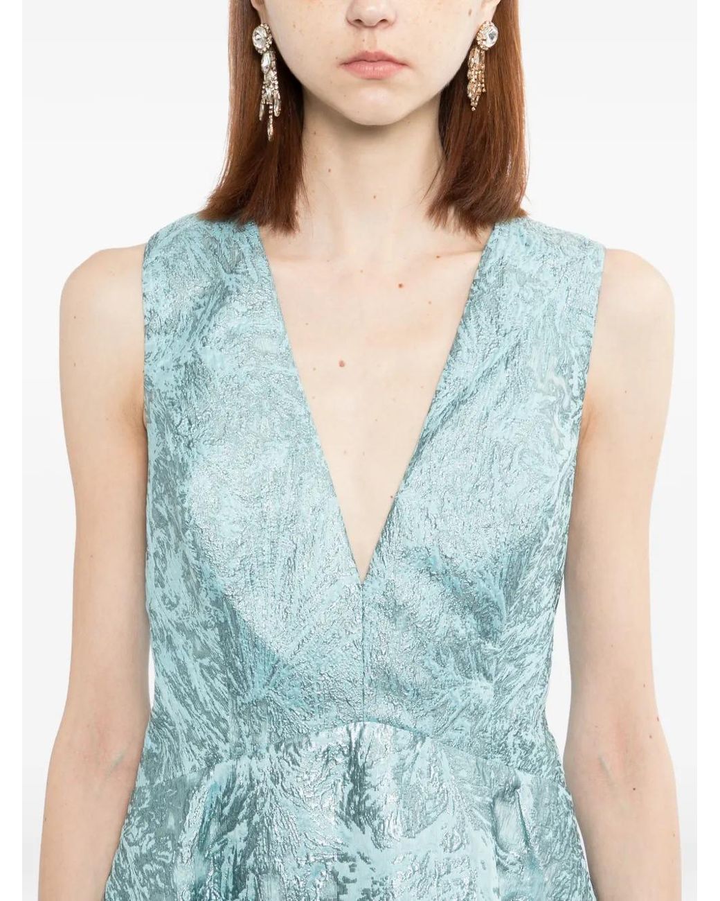 Saiid Kobeisy Blue Brocade Dress