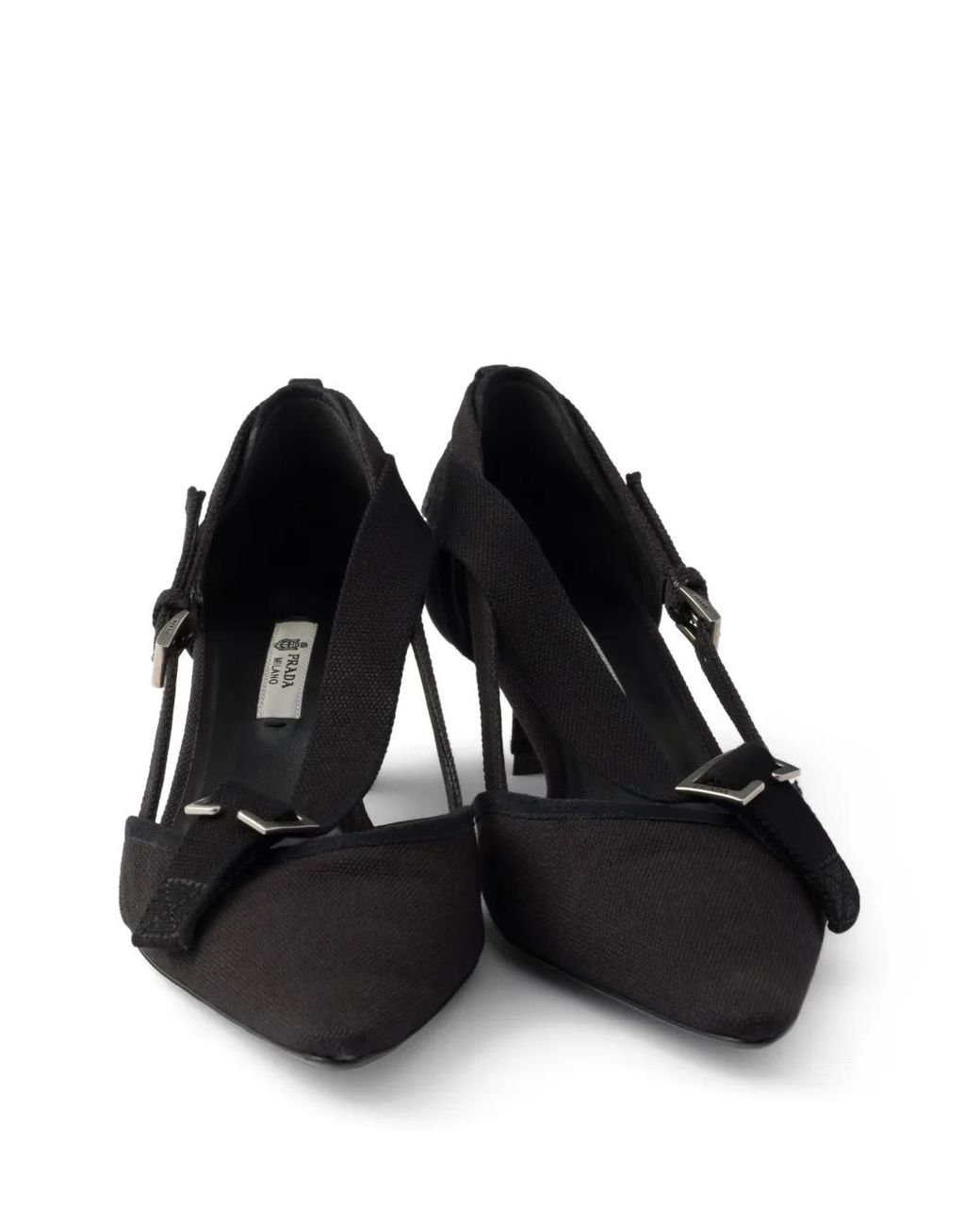 Escarpins En Toile Prada en coloris Black