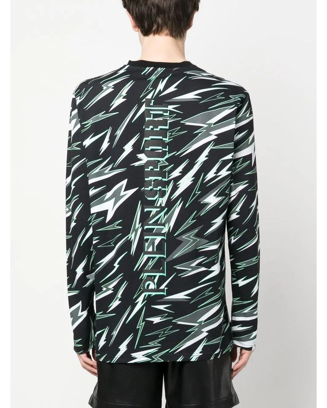 Philipp Plein Green Lightning Print T-Shirt for men