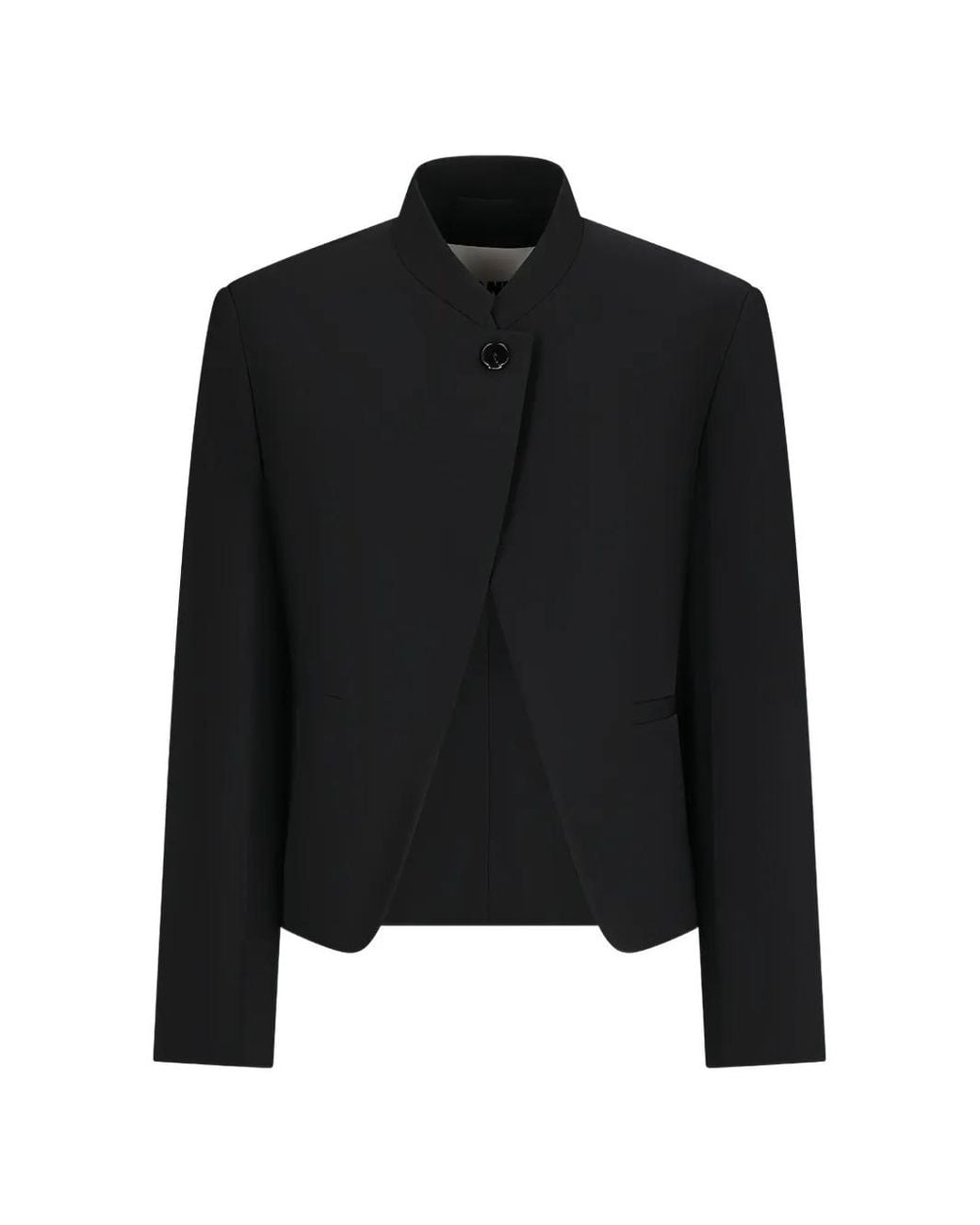 Jil Sander Black Mandarin-Collar Wool Jacket