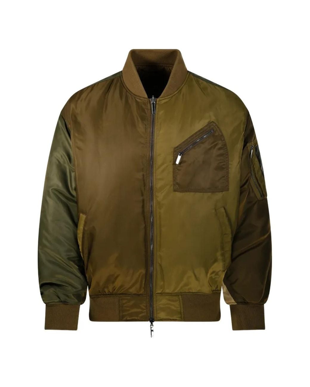 Emporio Armani Green Blouson Jacket With Ribbed Trims And Zippered Sleeve Pocket for men