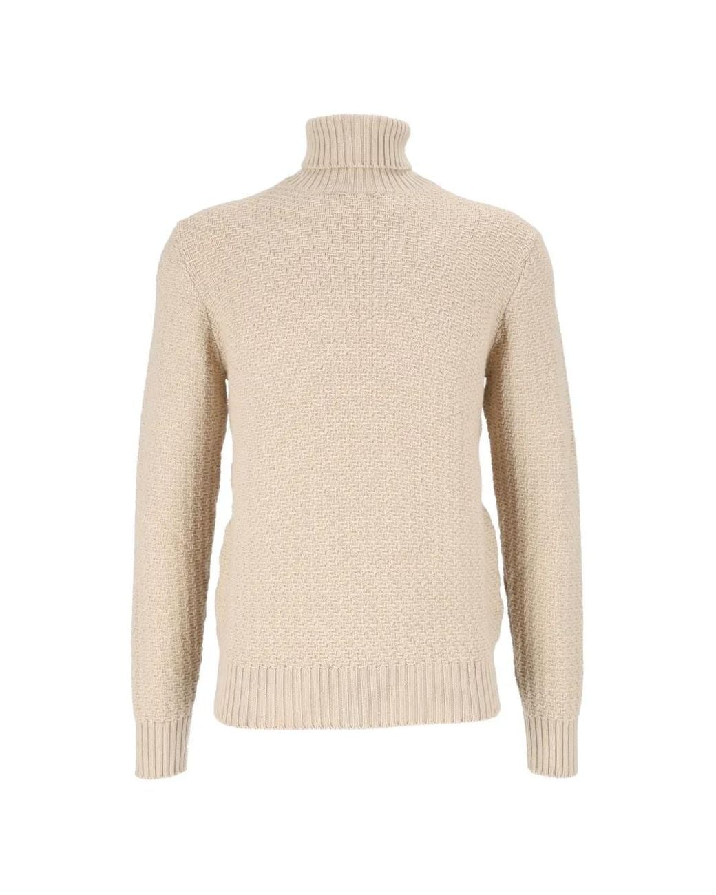Circolo 1901 Rollkragenpullover Mit Korbgeflecht in Natural für Herren