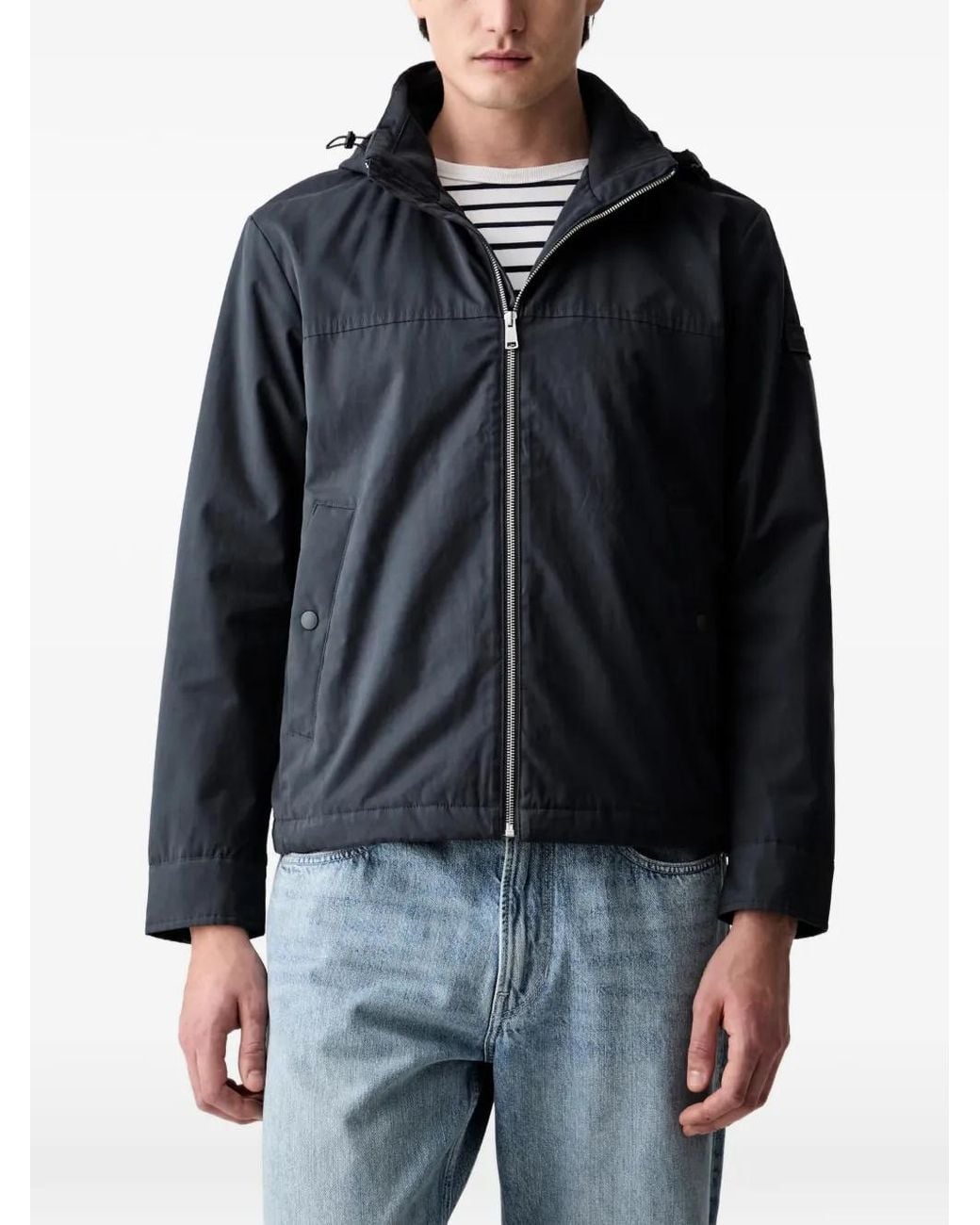 Marc O' Polo Black Hooded Zip-Up Jacket for men