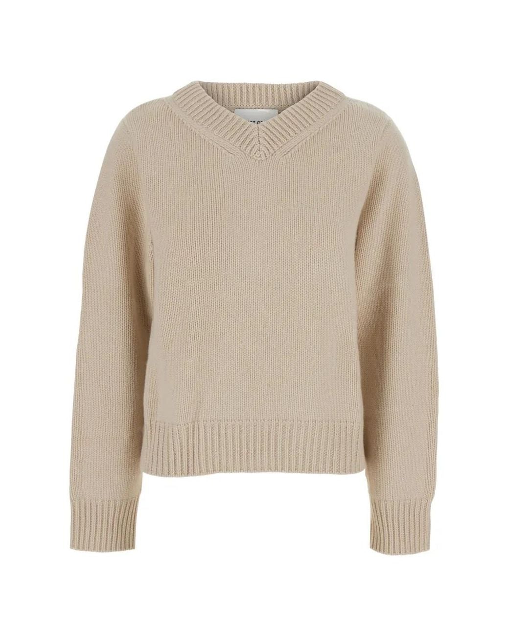 Soft Goat Natural V-Neck Ribbed Sweater