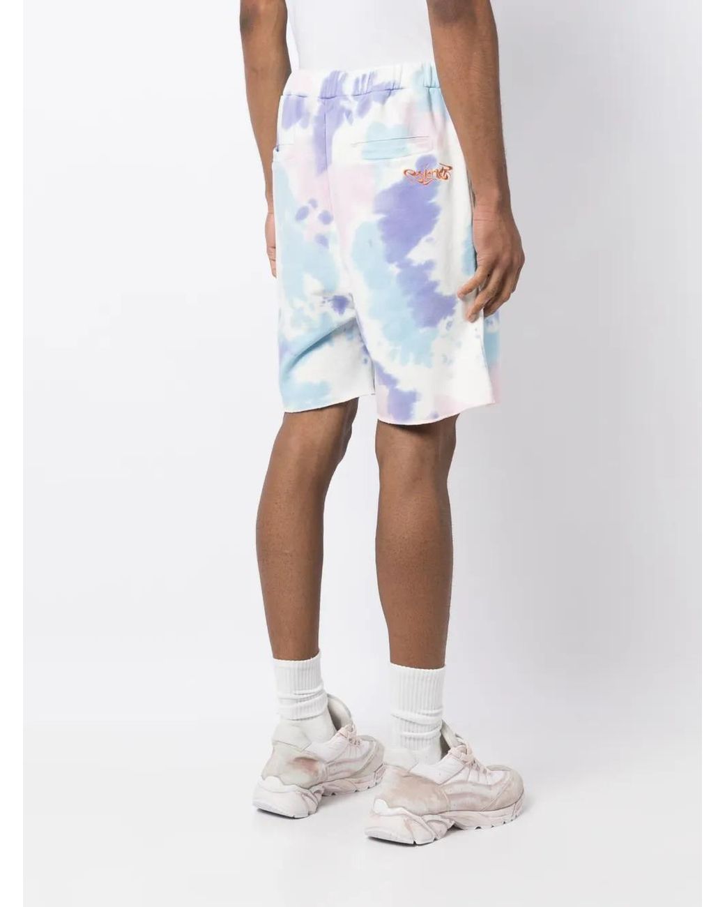 Palmier Blue Tie-Dye Cotton Shorts for men