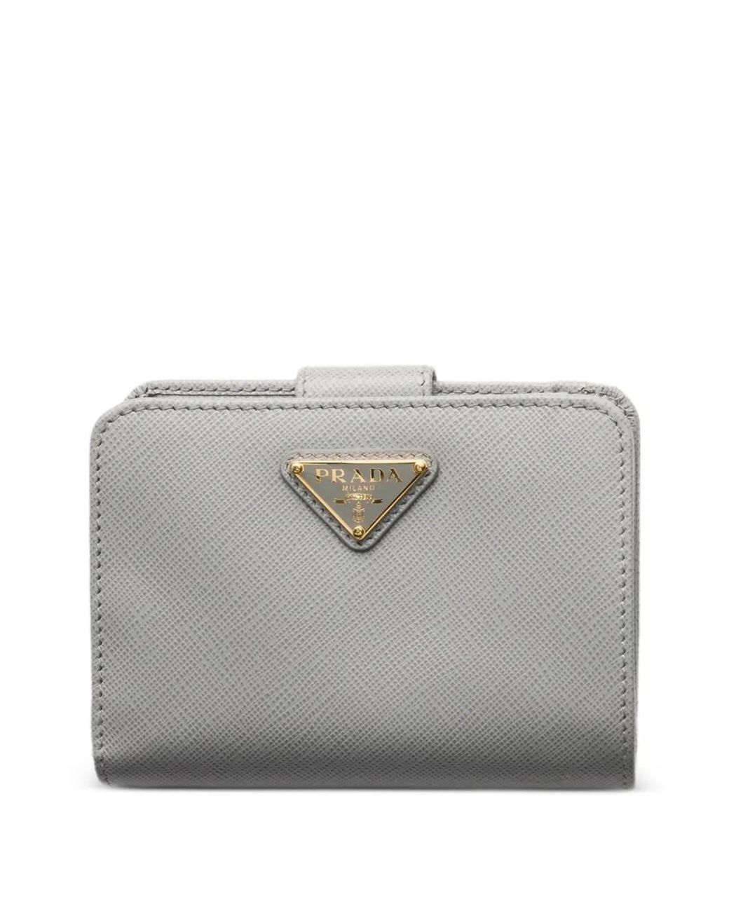 Prada Gray Small Saffiano Leather Wallet