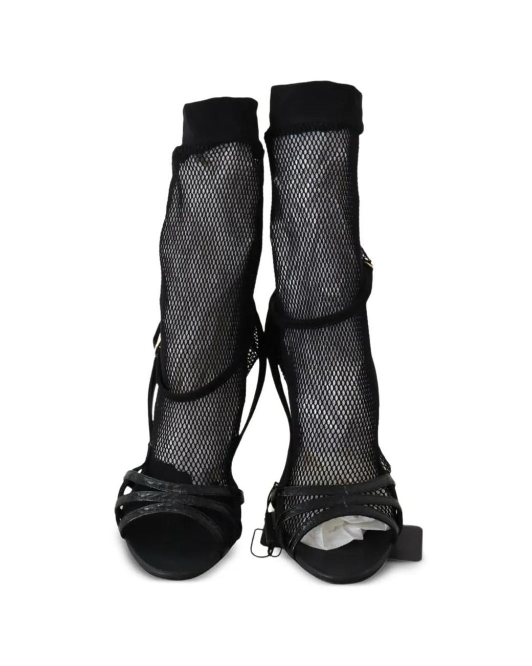 Dolce & Gabbana Black Mesh-Overlay Buckle-Fastening Heeled Sandals