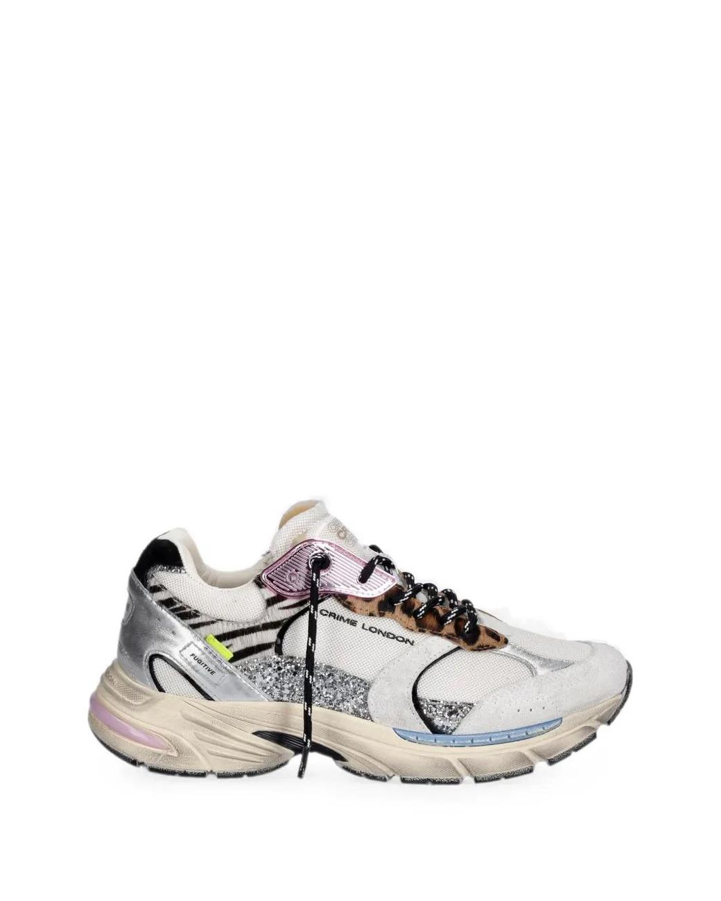 Crime London White Fugitive 9094 Glitter-Details Sneakers