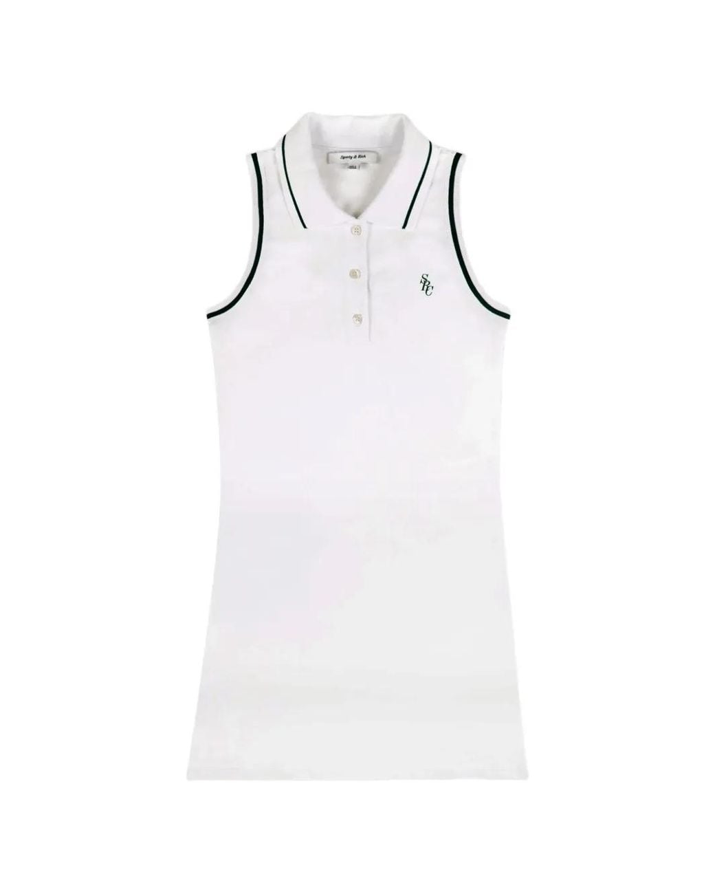 Sporty & Rich White Src Sleeveless Polo-Collar Mini Dress