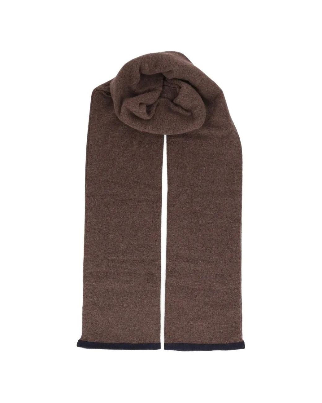 Fedeli Brown Contrast-Trim Cashmere Scarf for men