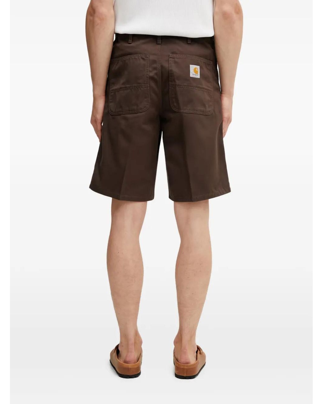 Carhartt Brown Simple Logo-Patch Shorts for men