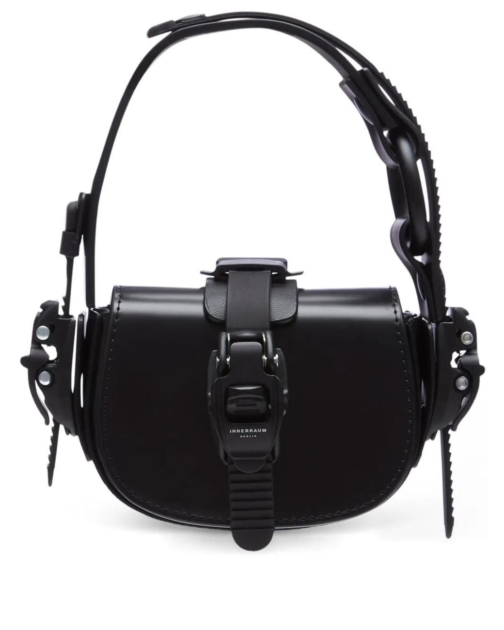 Innerraum Black Buckle Strap Messenger Bag for men