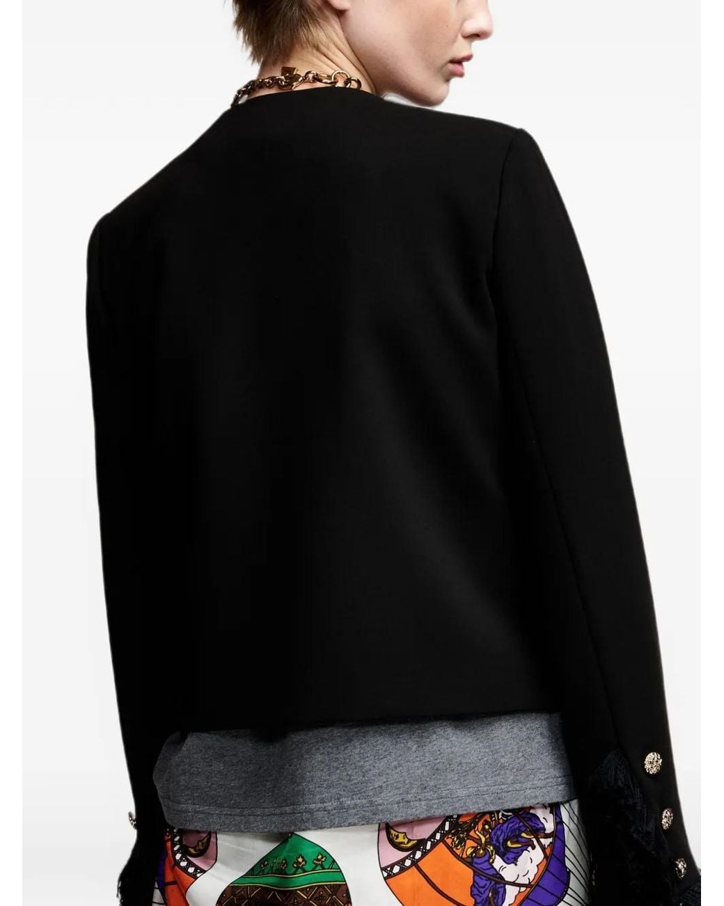 Essentiel Antwerp Black Kinetic Fringed Jacket