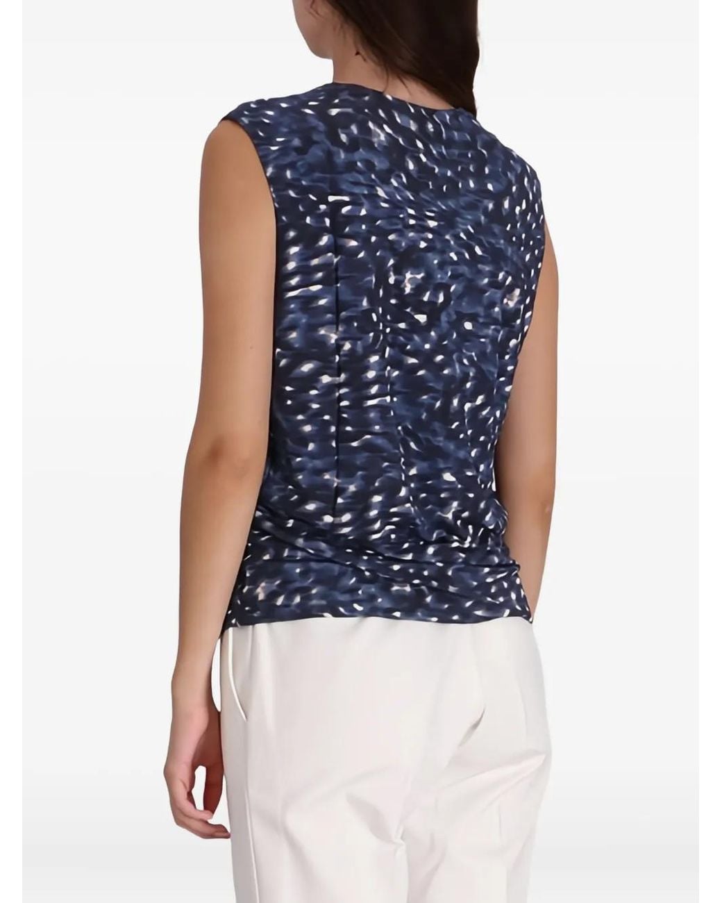 Boss Blue V-Neck Printed Top