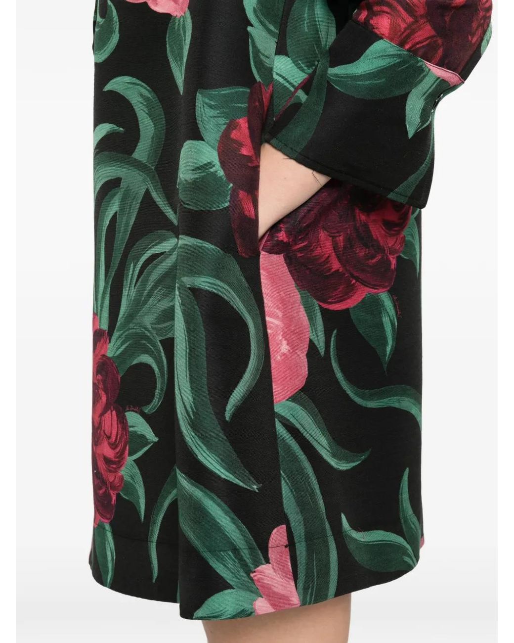 LaDoubleJ Black Floral-Pattern Mini Dress