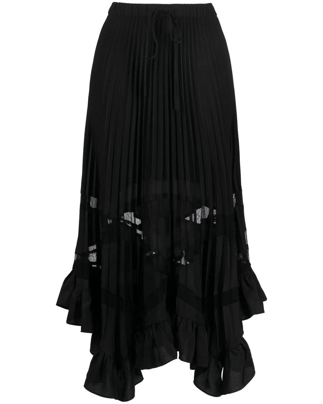 Claudie Pierlot Black Asymmetrical Pleated Skirt