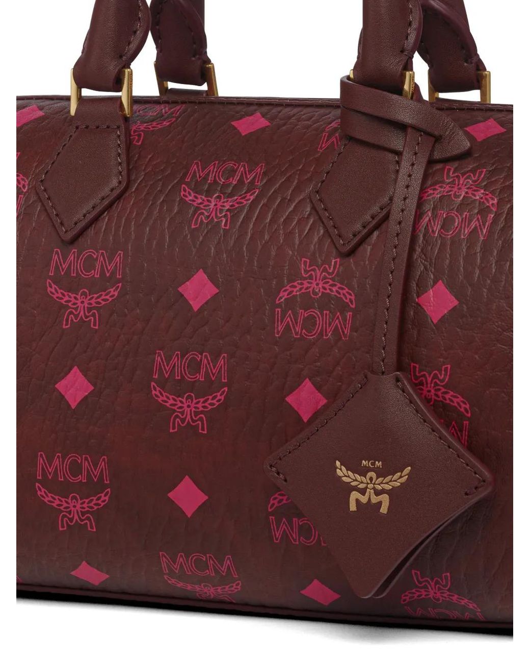 MCM Purple Maxi Visetos Ella Boston Bag