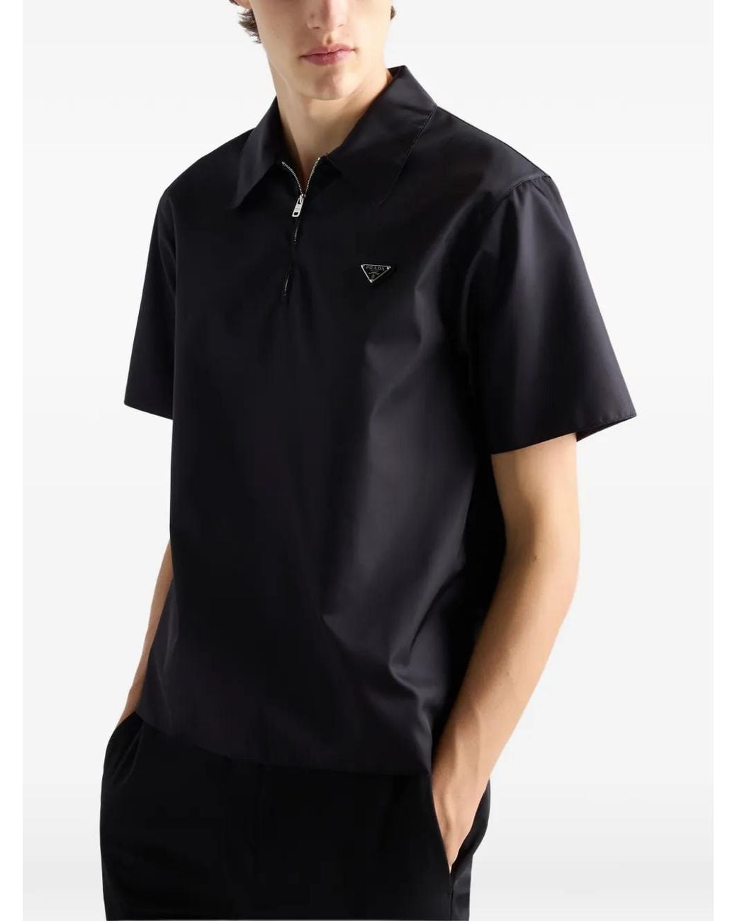 Prada Black Short-Sleeved Re-Nylon Shirt for men