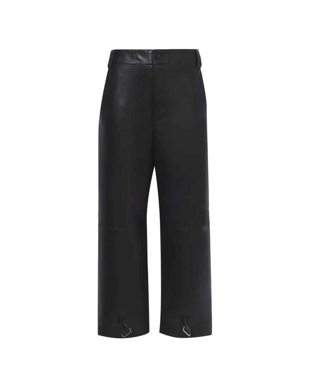 Proenza Schouler Black Leather Cropped Straight-Leg Trousers