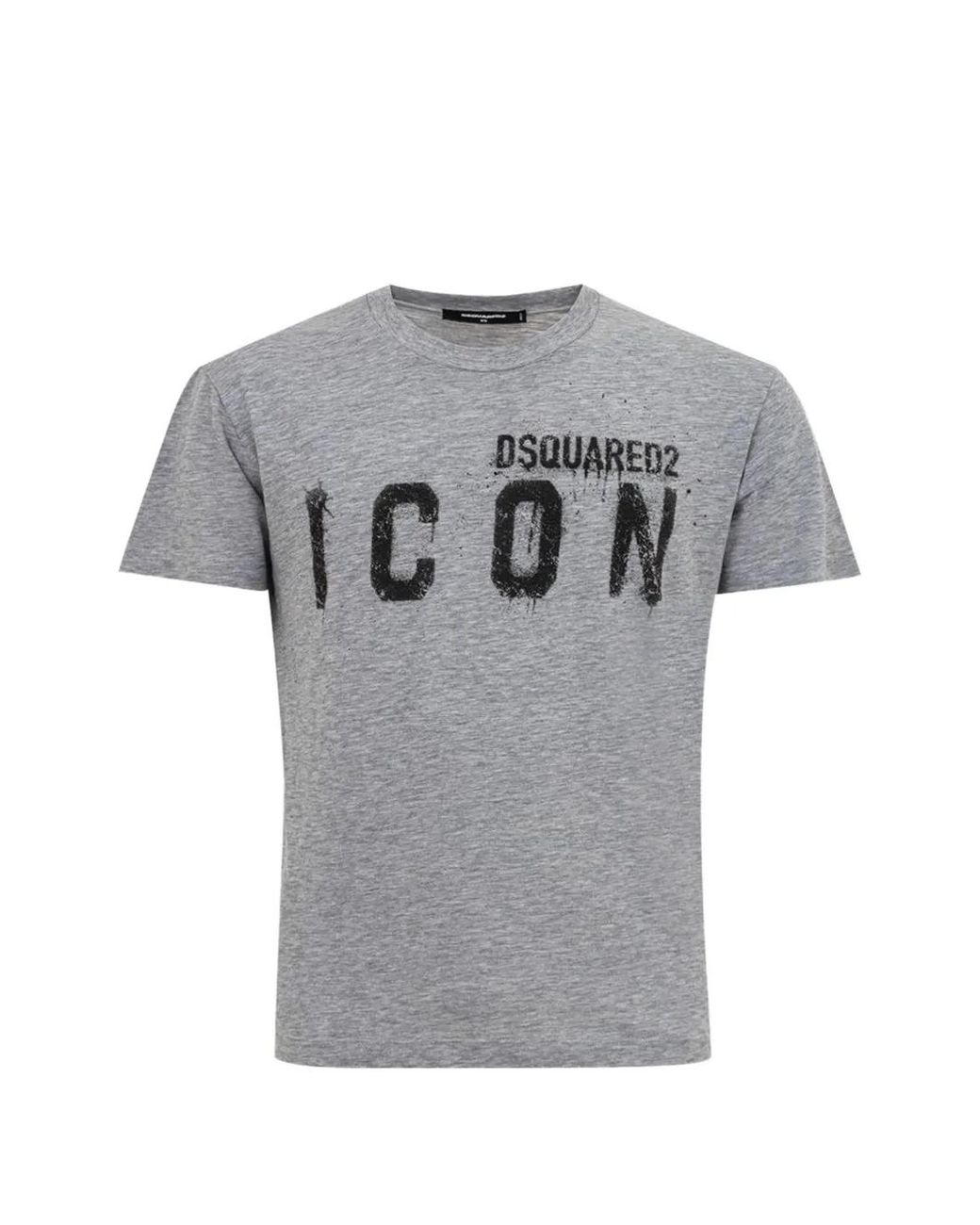 DSquared² Gray Icon Distressed-Print T-Shirt for men